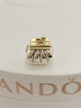 Pandora Two Tone Bow Purse Sterling Silver and Gold-Plated Charm
